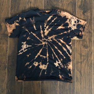 Black Spiral Unisex Bleached Dyed Tee